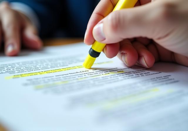 Dettaglio di un documento legale evidenziato