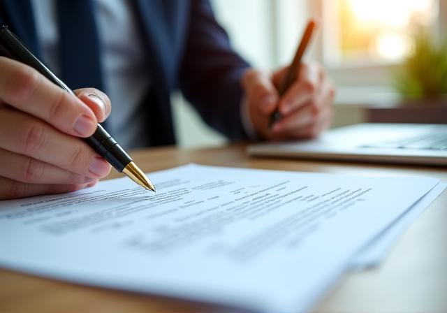 Professionista legale che revisiona documenti in un ufficio moderno a Roma